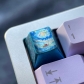 1U Ice Crystal Anodizing Color Titanium Alloy Artisan Keycaps Precision Pointillism for Mechanical Keyboard -Ocean